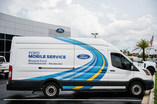 Curbee Bozard mobile service van in front of Ford logo 080426 (1)